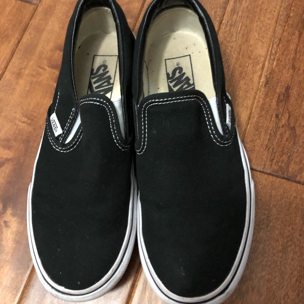 Vans Black Platform Slip Ons- Size 7